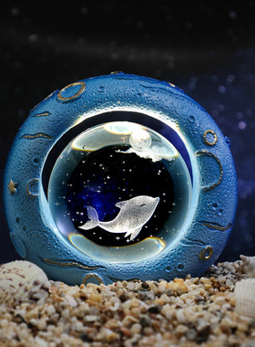 海洋贝壳发光水晶球小夜灯卧室桌面摆件创意礼品宇航员送男生礼物