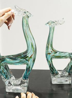 柏梵轻奢高档琉璃鹿摆件创意客厅酒柜招财家居电视柜装饰工艺品