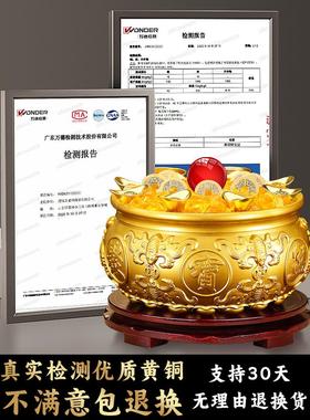 铜聚宝盆装饰家居客厅铜工艺品纯黄铜米缸铜盆店办公室装饰