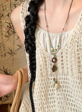 古风陶瓷吊坠项链女新中式