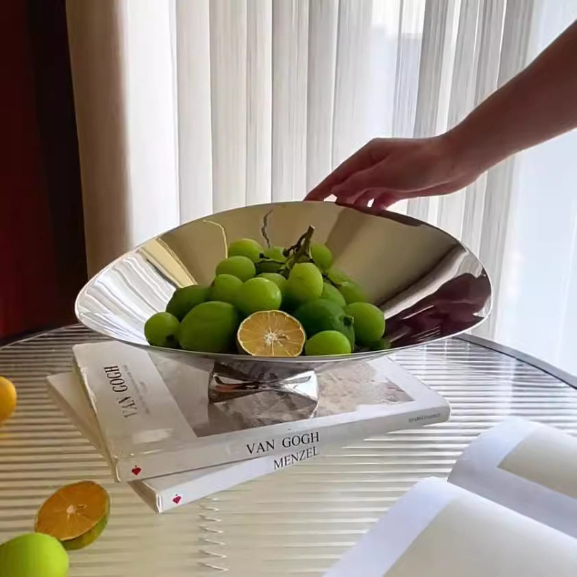 现代轻奢304不锈钢KTV水果盘家居酒店桌面茶几收纳托盘装饰品摆件,淘宝优惠券,粉丝福利购,淘宝优惠卷