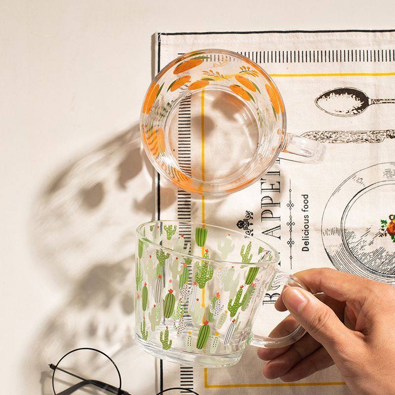 2025新款带刻度卡通牛奶杯子大容量玻璃杯冲泡奶粉耐热早餐杯带把,淘宝优惠券,粉丝福利购,淘宝优惠卷