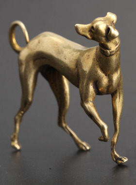 极速铜十二生肖狗摆件 实心纯铜金狗旺H财手把件站立小狗铜狗小摆