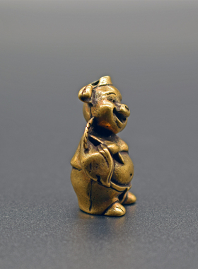 极速纯铜风水袖珍l小铜猪八戒摆件铜猪天蓬元帅 复古微雕件钥匙扣