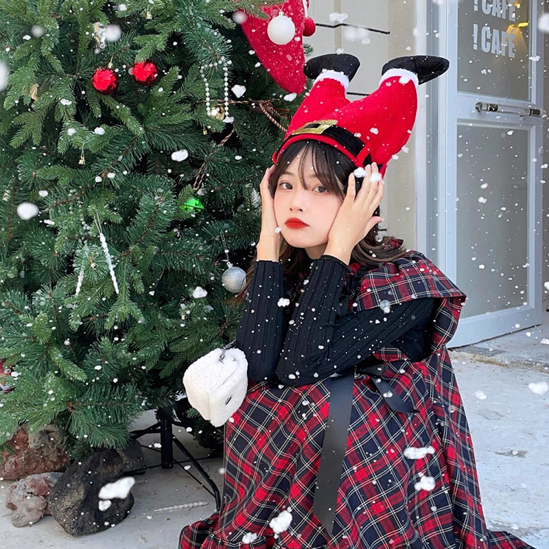 圣诞树帽子可爱圣诞老人腿帽子男女圣诞礼物头饰拍照道具派对装饰 - 图3