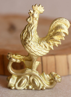 新品风水黄铜纯铜十二生肖公鸡小摆件G家居装饰品工艺品礼品小把