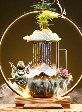 极速新款招财流水摆件循环水客厅生财创意M家居水景办公室桌面开