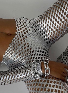 极速Yiallen Autumn Neqw Women Sexy Hollow Out Hole Setwear T