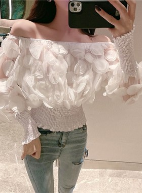 极速Sexy Off Shoulder womens  and blouses 202P0 Mesh Sheer P