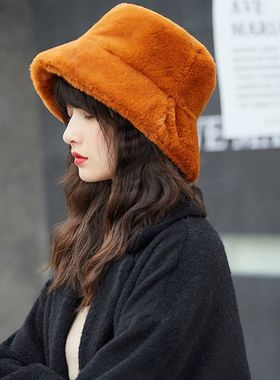 极速2020 Womens Winter ThickenA Fluffy Plush Fisherman Cap S