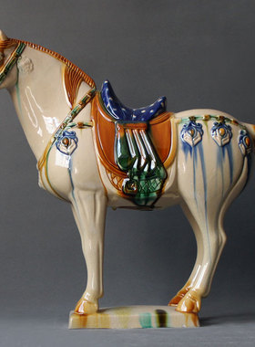 极速唐三彩d陶瓷马摆件捷足先登国礼大马工艺礼品客厅装饰品旺财