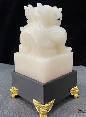 极速天然白玉貔貅印章摆件玉石玉玺E官印家居商务办公室装饰品礼