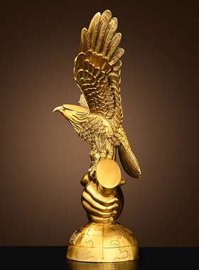 速发铜老鹰摆件大展公图老鹰艺件工摆品办宏室桌面摆设家居玄关装