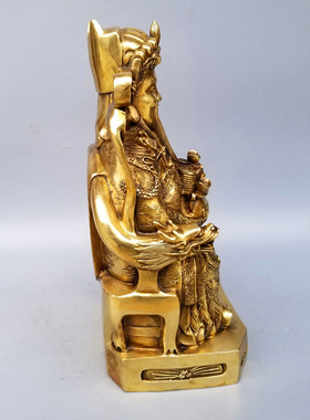 速发文聚神爷铜财神财宝盆财神家像用办公工艺摆件铜器