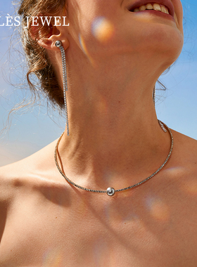 高级感项链锆石chocker灰色贝珠