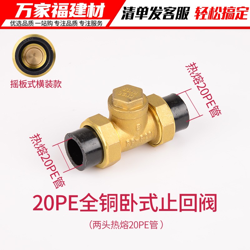 pe管配件热熔阀门开关铜止回阀单向止水阀4分20 25 32pe水管接头 - 图1