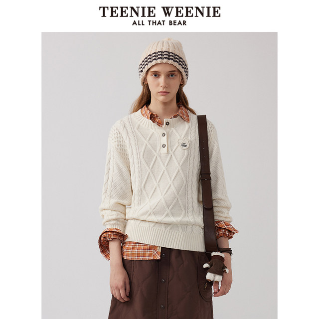 TeenieWeenie Bear Women's Simple Sweater Winter Casual College Commuting Warm Soft Waxy Thickened Sweater