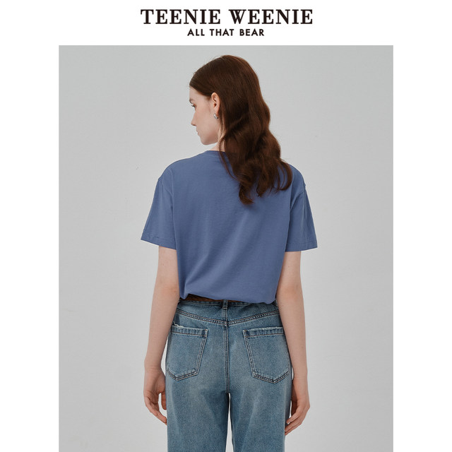 TeenieWeenie Bear Women's T-shirt 2025 Summer New Style Old Retro Casual Fashion Sequin Embroidered Top