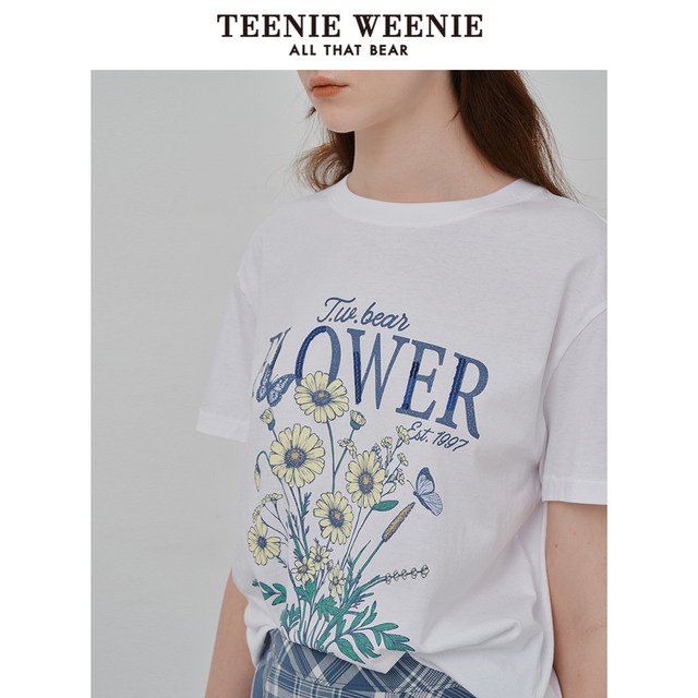 TeenieWeenie Bear Women's T-shirt 2025 Summer New Style Old Retro Casual Fashion Sequin Embroidered Top