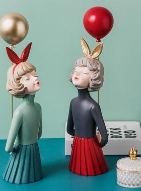 创意泡泡女孩树脂摆件 现代简约家居饰品 客厅电视柜北欧创意装饰