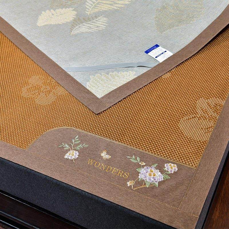 冰藤席双面冰丝凉席三件套夏季折叠席子单双人空调席夏天草席1.8m,淘宝优惠券,粉丝福利购,淘宝优惠卷