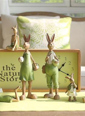 田园风格装饰品创意礼品树脂摆件生日礼物 兔子摆设摆件