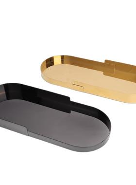 轻奢不锈钢托盘摆样板房售楼部家居桌面创意长方形托盘收纳装饰品