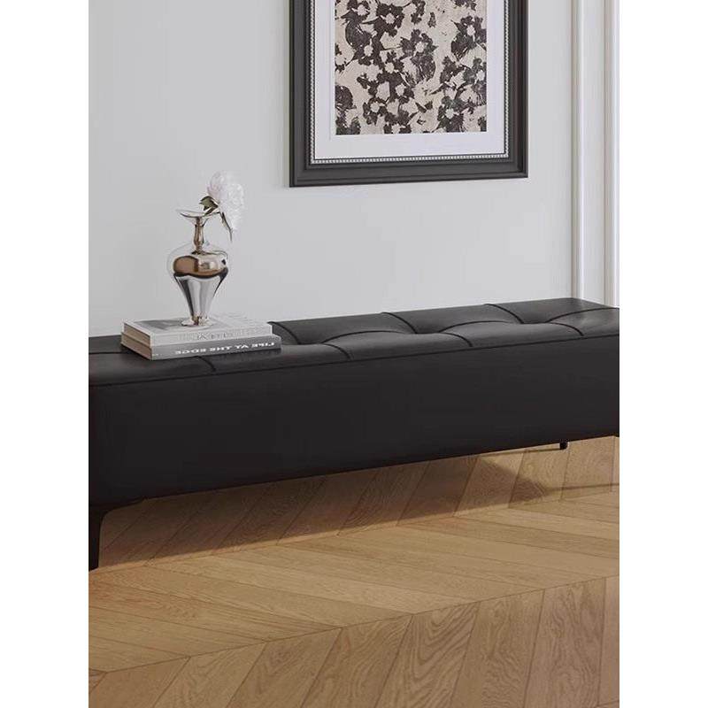 意式轻奢高级感换鞋凳家用门口卧室床尾凳设计师极简黑色覆古长凳,淘宝优惠券,粉丝福利购,淘宝优惠卷