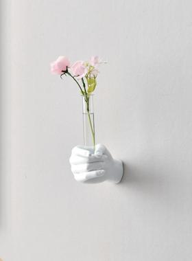 跨境热销握拳花瓶家居北欧式室内样板房插假花墙面装饰品树脂挂件