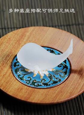 琉璃茶宠小鲸鱼可爱鱼摆件书房茶具精品工艺品茶道配件古法琉璃