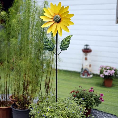 铁艺风车户外花园装饰旋转庭院幼儿园创意向日葵阳台布置造景摆件 - 图2