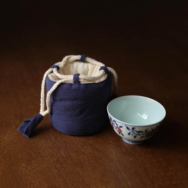 Travel tea set thickened cotton linen storage bag tea leaf jar tea cup teapot cloth bag