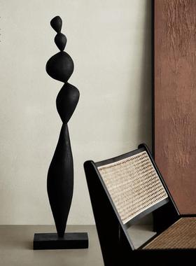 栗石【风生水起】实木雕塑中古侘寂风艺术落地摆件民宿玄关装饰品