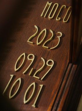 蘑菇空间覆古斯堪的纳维亚黄铜英语号码贴纸房子号码随意在水泥信