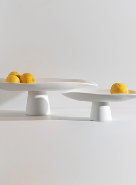 新品装饰推荐高脚陶瓷果盘托盘北欧现代创L意简约家居水果零食收