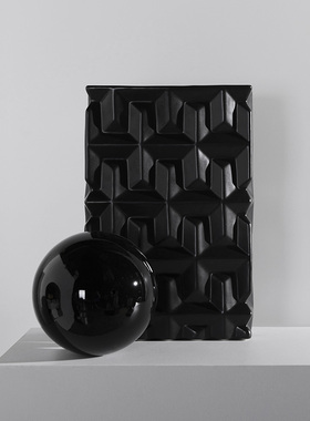 极速装饰推荐浮雕格子纹花瓶w摆件北欧现代简约家居客厅样板房酒