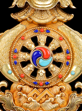 速发八吉祥摆件密宗纯铜佛宝组合吉祥八宝藏传金慧法轮佛前供轮台