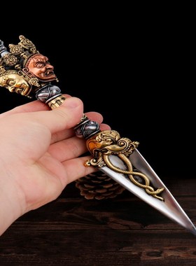 速发巴泊尔工艺器刚杵黄紫铜秽迹刚降魔杵三面普尼金刚橛大号法金