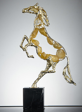 速发创意轻奢水璃琉室马客厅玄关卧晶办公室高档艺术桌面摆件家居