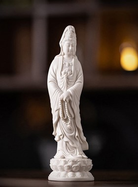 速发白瓷台音家用佛像心经灯里供座观家圈供奉南海观世音台座陶瓷