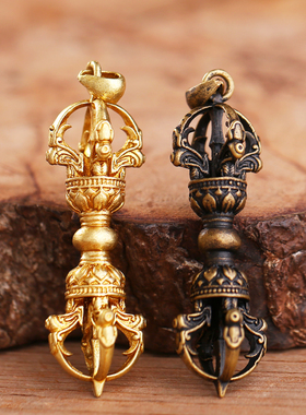 新品黄铜尼泊尔i工艺藏式五股金刚降魔杵吊坠项链男女通随身个性