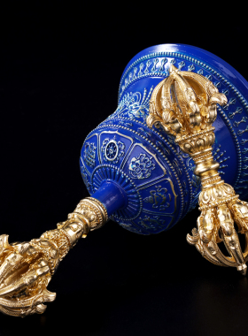 新品九股黄铜金刚铃杵修行用品金刚C杵供佛堂清脆手摇铃铛可拆卸1