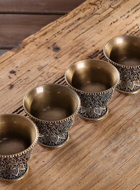 新品黄铜高脚掐丝尼泊尔工艺供杯贡水碗净水杯供碗八供.养家用供