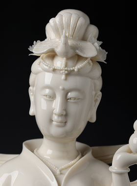 新品《九天玄女像》仿古瓷u省级大师周金田陶瓷九天娘娘元君摆件