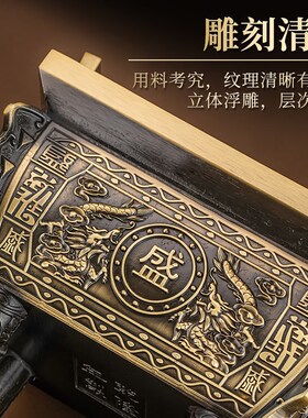 新品铜鼎铜香炉聚宝龙方鼎家居装饰摆件办公室商务V开业礼品鼎香