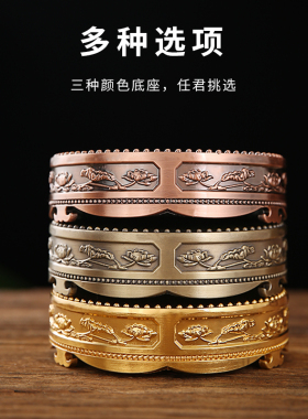 新品合金莲花佛像花瓶圆形底座室内家用盘香炉托玄关W装饰供奉托