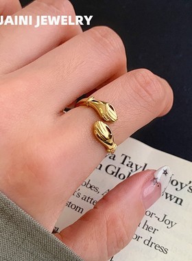 创意拥抱戒指女小众设计感开口可调节双手相拥指环金银色对戒饰品