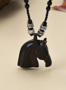 春秋新款气质木马头吊坠复古文艺款项链叠戴小众设计款马头吊坠女