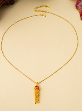 新中式拉丝粉钻松果项链女甜美锁骨链十字架项链king小红书同款