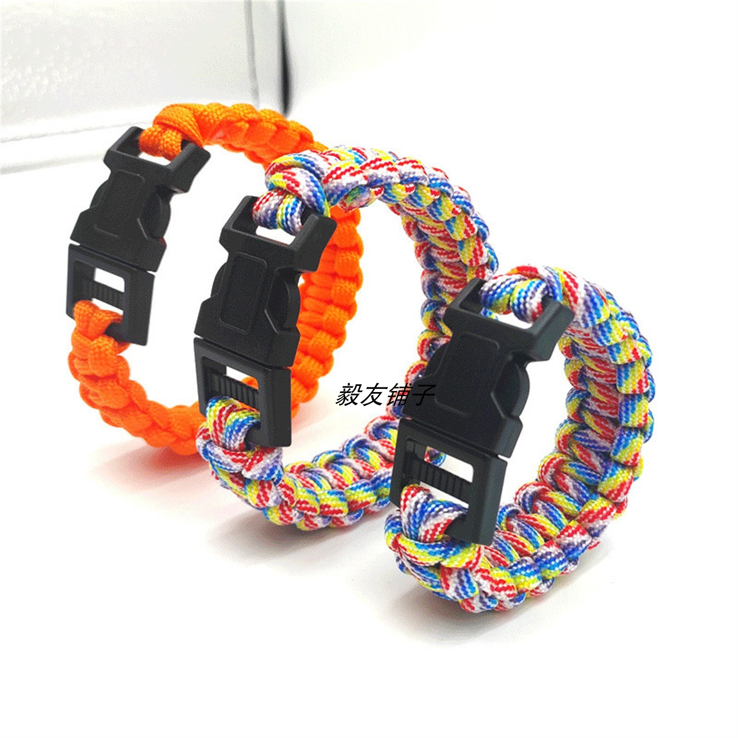 登山背包应急手环户外多用途伞绳编织捆绑手绳亮撞色团建求生手链 - 图3